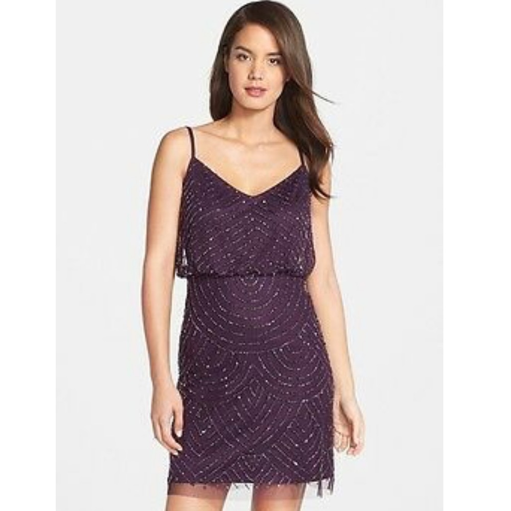 Adrianna Papell Sequin Mesh Blouson Dress